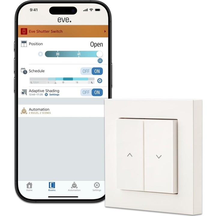 Eve Blind Switch - Smart Blind Controller (Compatibility: Apple Home, Samsung SmartThings, Alexa, Google Assistant)