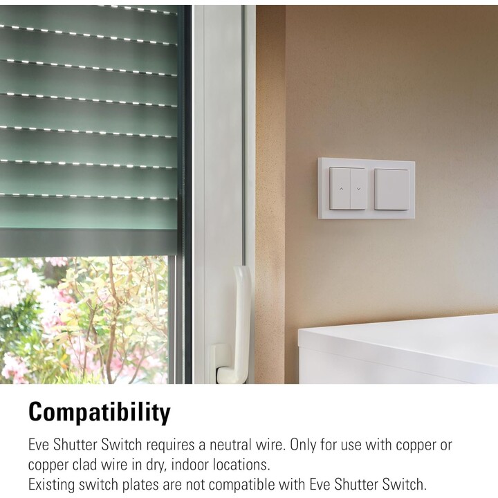 Eve Shutter Switch Matter - intelligenter Rollladensteuerung (Kompatibilität: Apple Home, Samsung SmartThings, Alexa, Googl