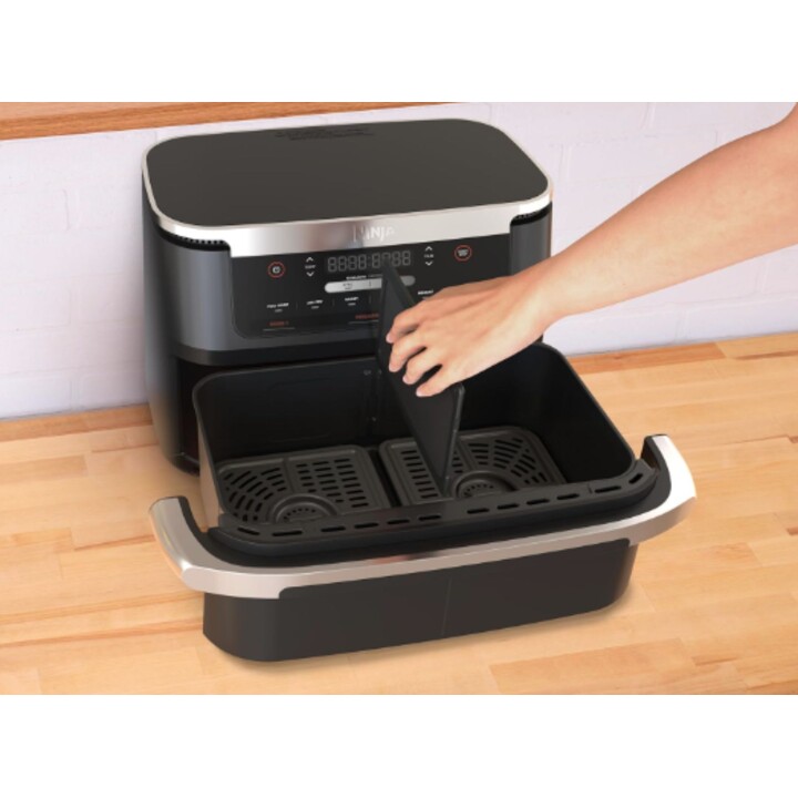 Ninja FlexDrawer AF550EU Freidora de aire de doble zona de 6 litros, color negro, 6 funciones en 1