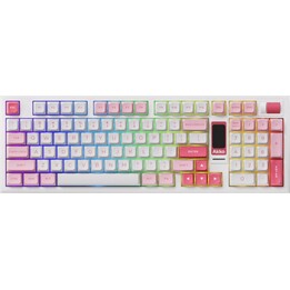 Teclado para jogos Akko 5098B Prunus Lannesiana, layout 98%, ecrã LCD, bateria de 8000 mAh, rosa e branco