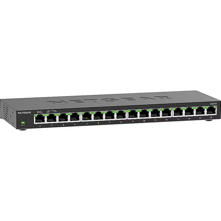 Commutateur de bureau non géré NETGEAR GS316 à 16 ports Gigabit, sans ventilateur, noir