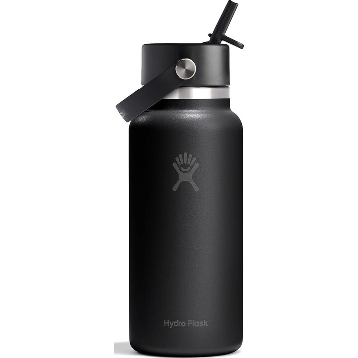 Hydro Flask 946 ml Bottle with Wide Flexible Straw (32 oz) - Black