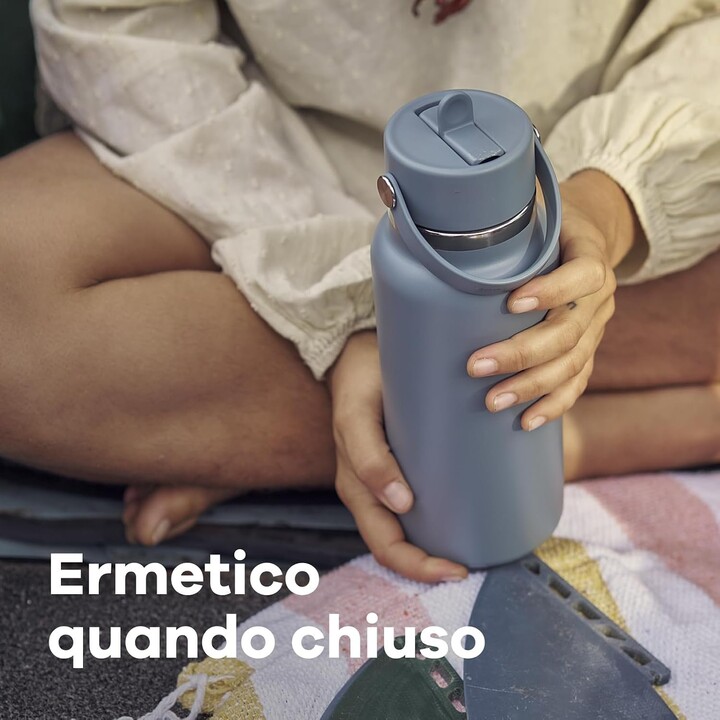 Garrafa Hydro Flask de 946 ml com canudo flexível largo (32 oz) - Preta