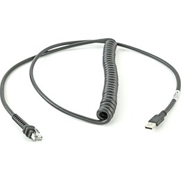 Cable USB tipo A en espiral apantallado de Zebra de 9 pies para escáneres, color negro