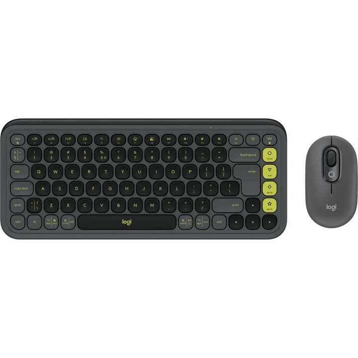 Logitech POP Icon Combo Bluetooth Wireless Keyboard and Mouse Set Graphite Green