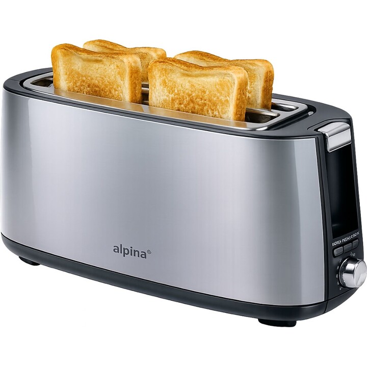 Tostapane ALPINA da 1400W, colore argento.