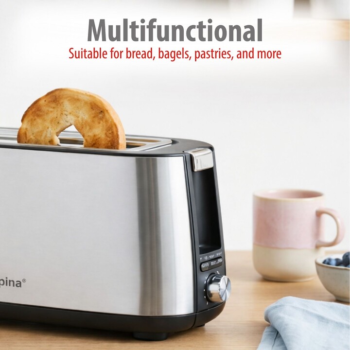 ALPINA 1400W toaster, silver color.