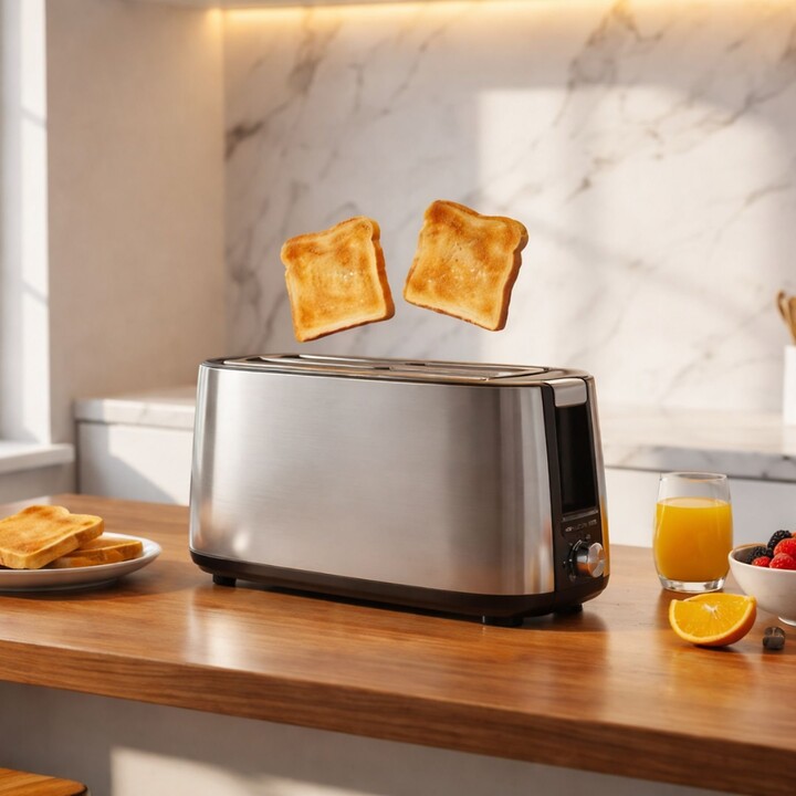 ALPINA 1400W toaster, silver color.