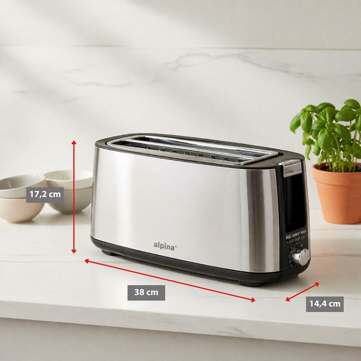 ALPINA 1400W toaster, silver color.