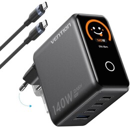 Vention GaN Wall Charger TZ-FCOH0-EU/ 3xUSB Type-C + USB Type-C Cable/ 1xUSB/ 140W