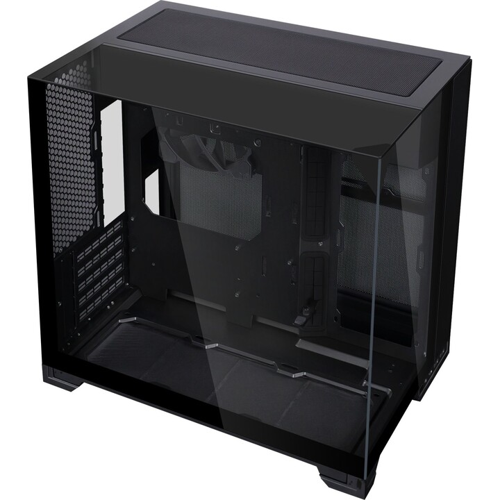Caja Lian Li O11 Vision-M Compact mATX de doble cámara con cristal templado y 5 ranuras PCIe, color negro