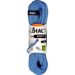 Corde d'escalade souple Beal Joker 9,1 mm, 60 m, avec gaine imperméable Unicore - Bleu