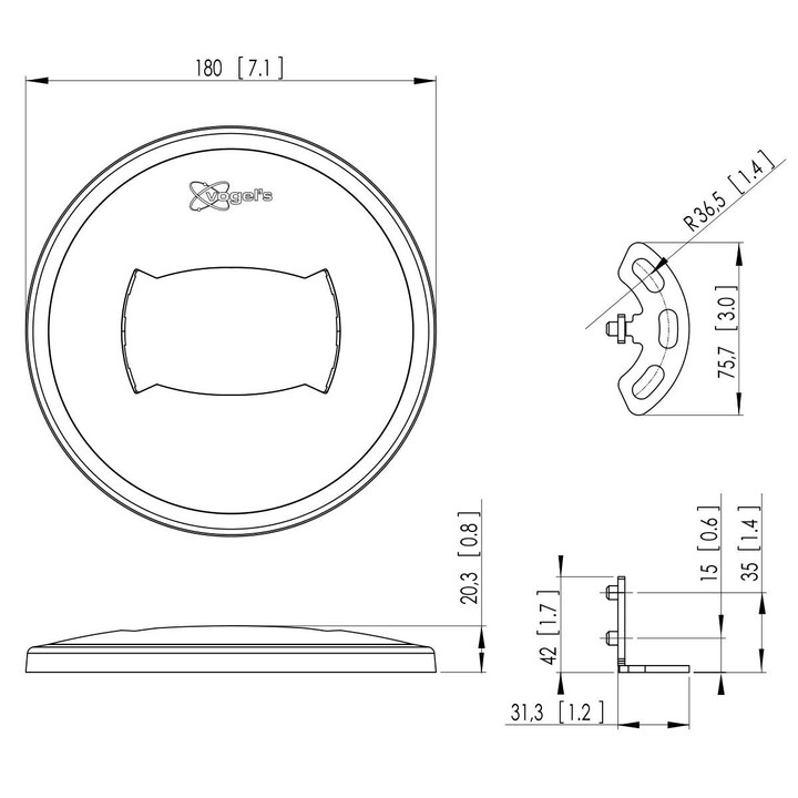 Vogel's PFA 9103 piastra da pavimento per PUC 25xx nera