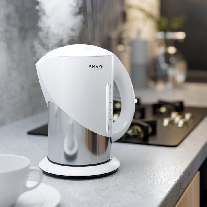 Chaleira elétrica sem fio SMAPP de 1,7L, branca