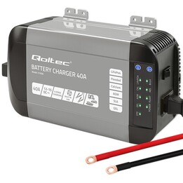 Qoltec 51959 Cargador inteligente Monolith par de baterías LiFePO4 AGM GEL SLA | 40A | 12V