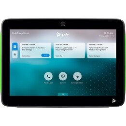 Controlador táctil Poly TC10 con pantalla LED de estado y montaje flexible para la planificación inteligente de salas y el contr