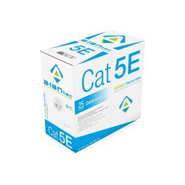 Cable U/UTP categoría 5e, telecomunicaciones, LSOH, DCA 4x2x24 AWG, 1 Gb/s, 250 MHz, 25 años de garantía, certificado INTERTEK E