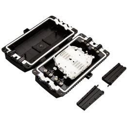 Complete 48-splice flat fiber optic splice kit (fully equipped: splice trays, splice protectors, elements)