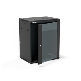 19" 15U wall-mounted cabinet 600x450 (double section option), single-leaf glass door, removable full back panel