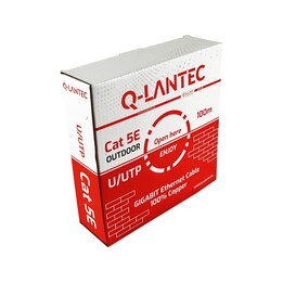 Cavo di rete Cat. 5e U/UTP, doppino intrecciato, PE per esterni, impermeabile, FCA 4PR, 1 Gb/s, nero, 100 m - Q-LANTEC