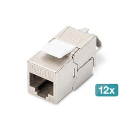 Digitus CAT 6A Keystone Modul, geschirmt, werkzeugfreier Montageanschluss - 12 St