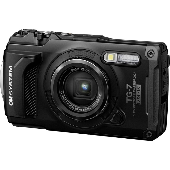 Câmara digital OM System TG-7 preta, 12 MP, zoom ótico