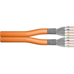 Cable de instalación Digitus CAT 7 S-FTP, 1200 MHz, Dca (EN 50575), AWG 23/1, bobina de 500 m, dx, naranja