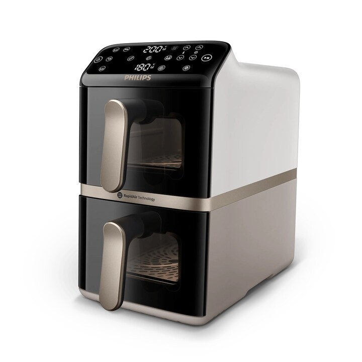 Fritadeira dupla Philips série 4000 NA462/80, 10 L, de instalação livre, 2750 W, com ar quente, nas cores preta, dourada e cinza