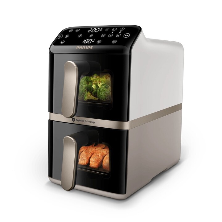 Fritadeira dupla Philips série 4000 NA462/80, 10 L, de instalação livre, 2750 W, com ar quente, nas cores preta, dourada e cinza