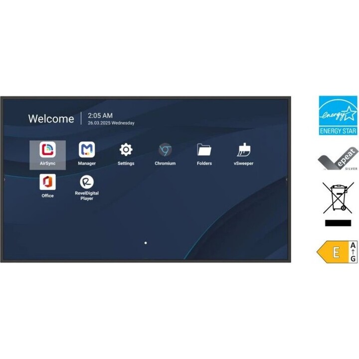 Écran grand format Viewboard LED 55 pouces, 3840 x 2160, 500 nits, Android 14, fonctionnement 24 h/24, 7 j/7, USB-C