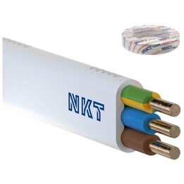 YDYp 450/750V 4x1.5mm2 NKT white flat electrical cable 100m