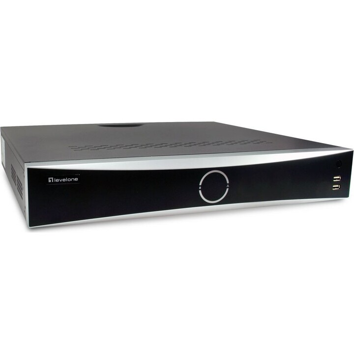 LevelOne NVR-0411 32-Kanal-PoE-NVR, 12 MP, unterstützt 16 PoE-Ports, 4 Festplatteneinschübe, 4 TB–10 TB Festplattenspeicher