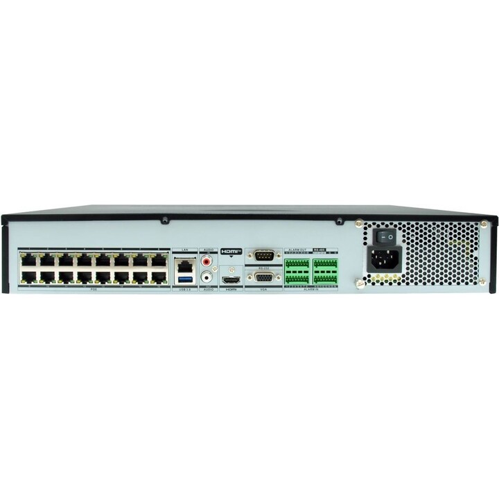LevelOne NVR-0411 32-Kanal-PoE-NVR, 12 MP, unterstützt 16 PoE-Ports, 4 Festplatteneinschübe, 4 TB–10 TB Festplattenspeicher