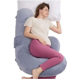 Coussin de grossesse en forme de F Momcozy Pp007, velours gris