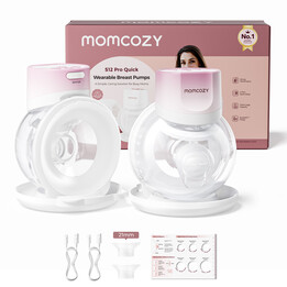 Momcozy S12 Pro Quick Pink Doppelpackung | Brustpumpe mit Auffangbehälter | Kabellos, Doppelpackung, Pink