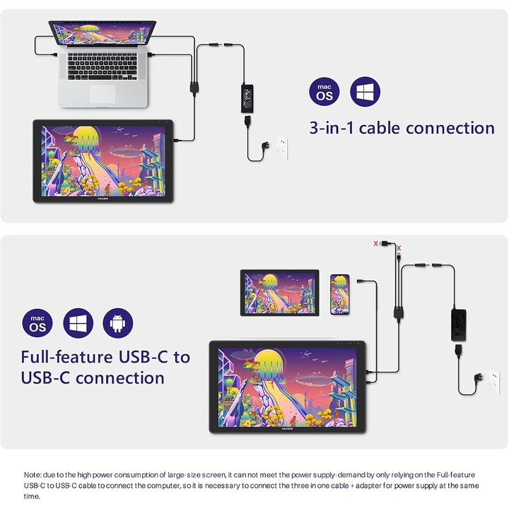 HUION Kamvas 24 Plus pen tablet 5080 lines per inch 526.85 x 296.35 mm USB-C Black
