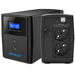 Phasak SIRIUS 1000 VA UPS de linha interativo/ 1000VA-600W/ 2 saídas/ Formato torre
