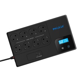 SAI Línea Interactiva Phasak Smart Home 1050VA/ 1050VA-600W/ 8 Salidas/ Formato Bloque