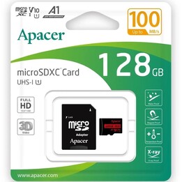Cartão de memória Apacer 128GB XC UHS-1 com adaptador / Classe 10 / 100MB/s