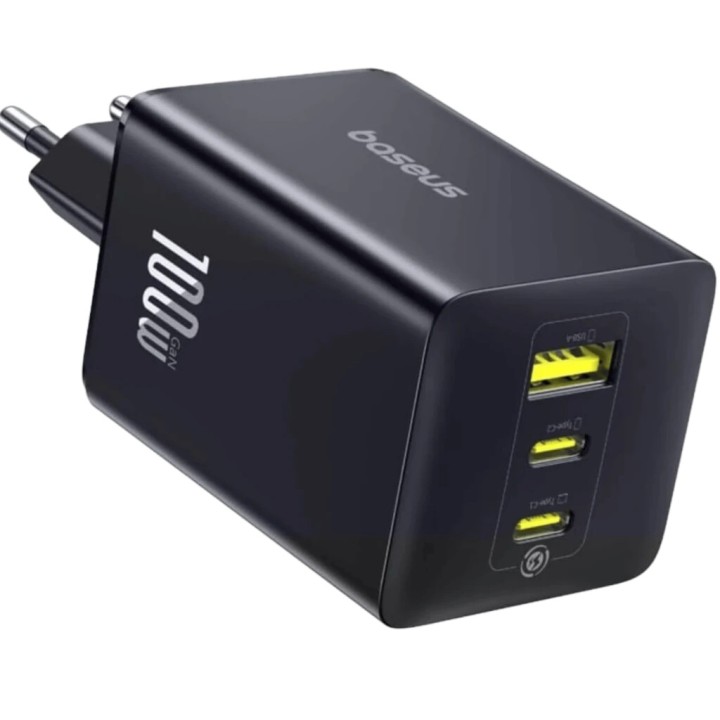 Baseus EnerFill FE11 100 W GaN 6 2xUSB-C + USB-A Noir - Chargeur mural rapide