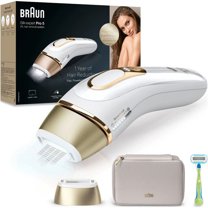 Braun Silk-expert Pro PL5210 IPL Luce pulsata intensa (IPL) Oro, Bianco