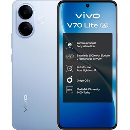 Vivo V70 Lite 5G, 6 Go 256 Go, 6,77 AMOLED, 6500 mAh, bleu