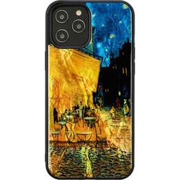 Capa iKins para Apple iPhone 12/12 Pro, preta, estilo café terraço.