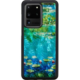 Capa iKins para Samsung Galaxy S20 Ultra com estampa de lírios d'água, preta.