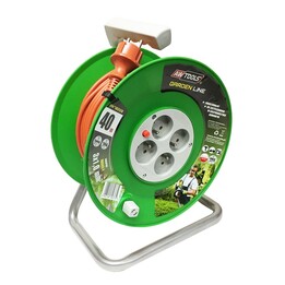 Cabo de extensão para jardim AWTOOLS com carretel, 20 m, 3 x 1 mm, 10 A/2300 W