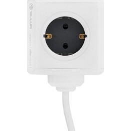 Tellur Power Cube Extended, ciabatta multipresa con 4 prese + 2 porte USB, cavo da 1,5 m, colore bianco.