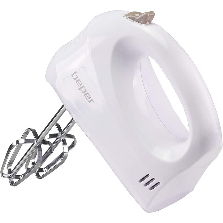 Batidora y mezcladora eléctrica Beper BP.304, 150 W, ABS, acero cromado, blanco/gris paloma