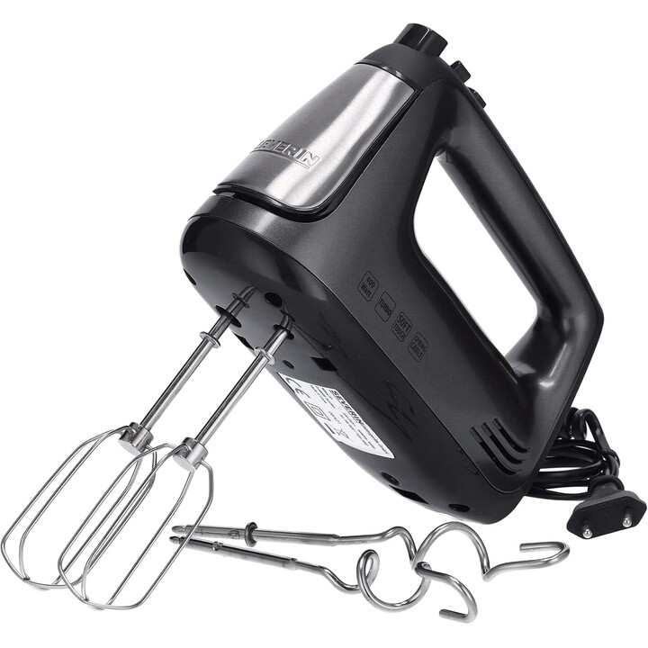 Batteur à main SEVERIN avec cordon spiralé, environ 400 W, HM 3832, argent/noir, 28,5