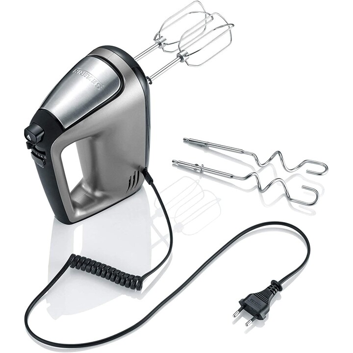 Batteur à main SEVERIN avec cordon spiralé, environ 400 W, HM 3832, argent/noir, 28,5