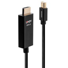 Adattatore per cavo video Lindy 40923 3M Mini DisplayPort HDMI Tipo A (Standard) Nero
